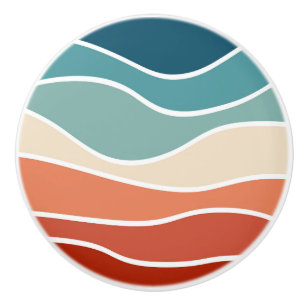 Bouton De Porte En Céramique Ondes colorées de style rétro