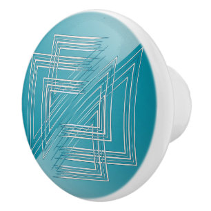 Bouton De Porte En Céramique Opal Turquoise blanc