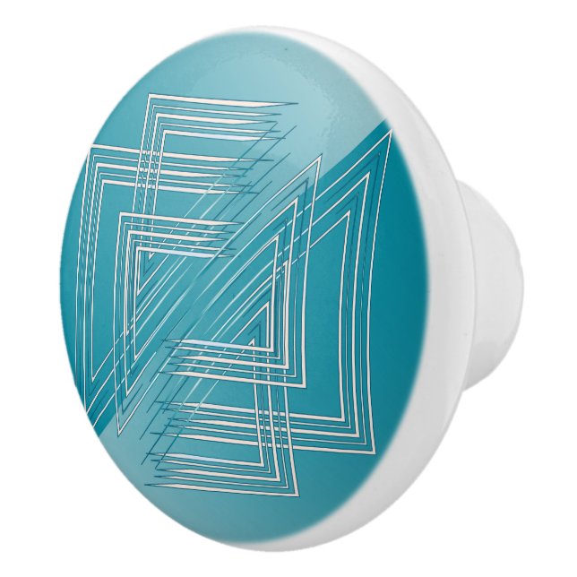 Bouton De Porte En Céramique Opal Turquoise blanc (Droite)