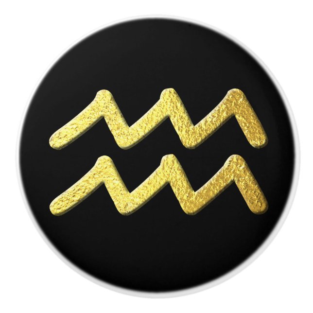 Bouton De Porte En Céramique Or Aquarius (Devant)