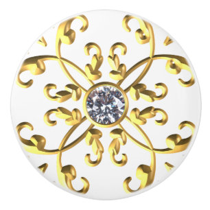 Bouton De Porte En Céramique Or Diamant Bijou Pierre précieuse