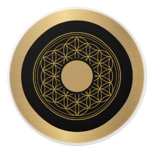 Bouton De Porte En Céramique Or fin et noir élégant