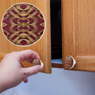 Bouton De Porte En Céramique Or fin sur rubis