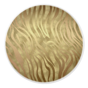 Bouton De Porte En Céramique Or Luxe Luxueux Safari Glamour Zèbre Jungle