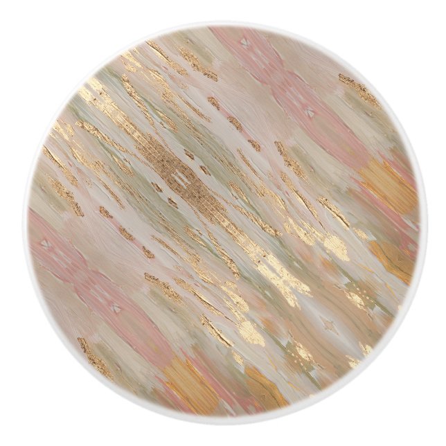 Bouton De Porte En Céramique Or rose perlé (Devant)