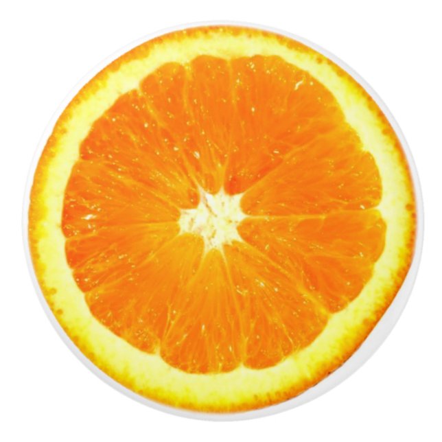 Bouton De Porte En Céramique Orange Fruit Slice drôle foodie 2D graphique (Devant)