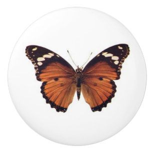 Bouton De Porte En Céramique Orange Monarch Papillon art vintage