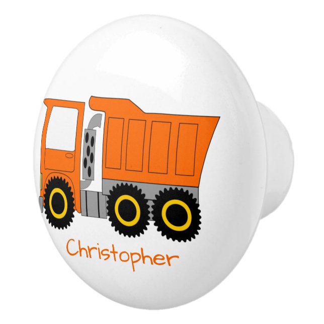 Bouton De Porte En Céramique Orange Truck Design Personalised (Droite)