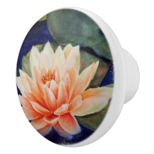 BOUTON DE PORTE EN CÉRAMIQUE ORANGE WATER LILY CÉRAMIC KNOB