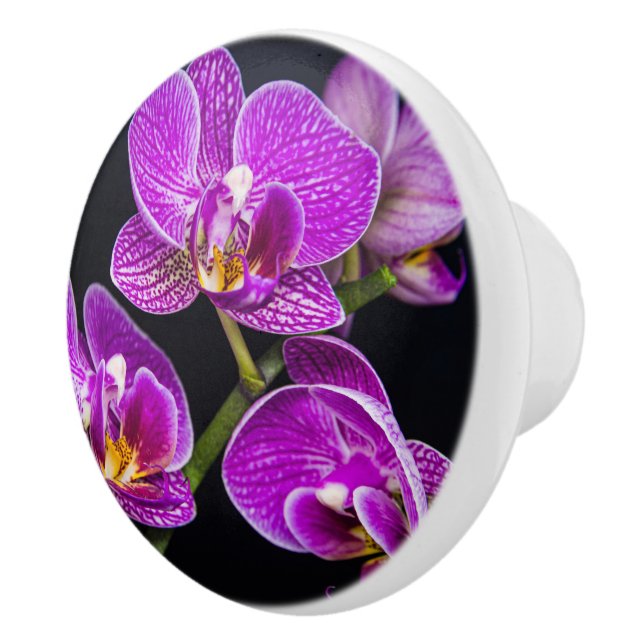 Bouton De Porte En Céramique Orchidée violette (Droite)