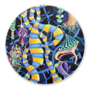 Bouton De Porte En Céramique Orchidées d'aquarelle de luminescence