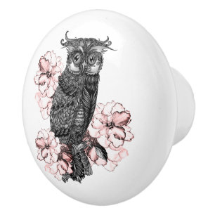 Bouton De Porte En Céramique Orchidées roses