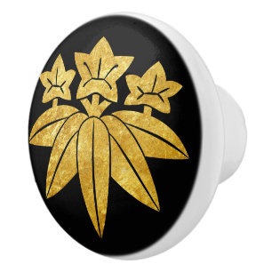 Bouton De Porte En Céramique Oriental Faux Gold Kamakura Minamoto Japon Mon Art