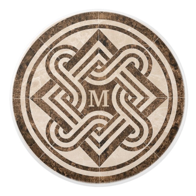 Bouton De Porte En Céramique Ornement en marbre (Devant)