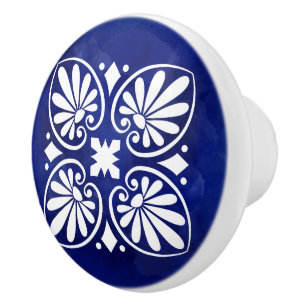 Bouton De Porte En Céramique Ornement fleuri grec