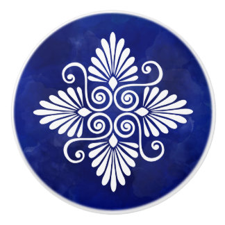 Bouton De Porte En Céramique Ornement fleuri grec