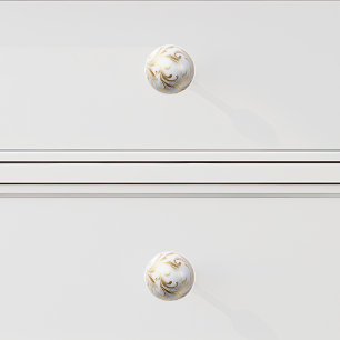 Bouton De Porte En Céramique Ornementale or blanc Filigree Swirl Orb