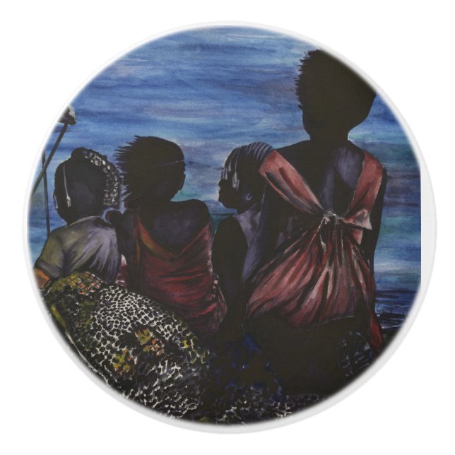 Bouton De Porte En Céramique Où est papa ? Île Harbour (Devant)