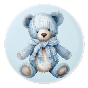 Bouton De Porte En Céramique Ours bleu Teddy