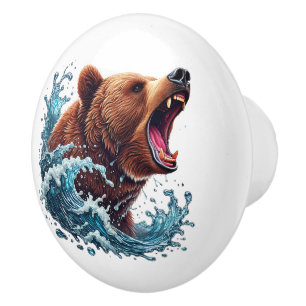Bouton De Porte En Céramique Ours brun cool Amateurs de pays