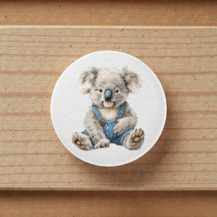 Bouton De Porte En Céramique Ours Koala Personnalisé Aquarelle Fantaisiste