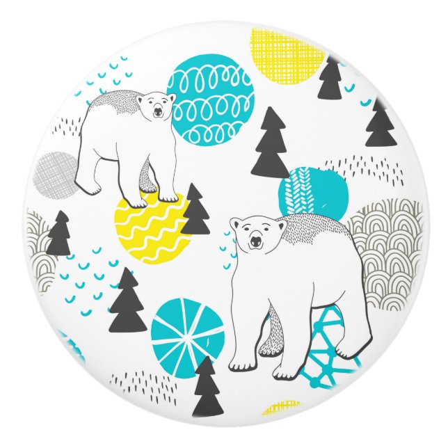 Bouton De Porte En Céramique Ours polaire (Devant)