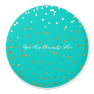 Bouton De Porte En Céramique Paillettes de confettis en faux feuille doré brill