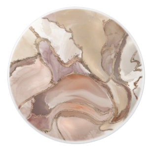 Bouton De Porte En Céramique Palette taupe marbre liquide et abstrait or