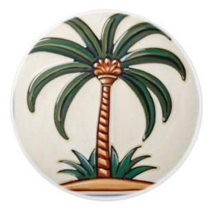 Bouton De Porte En Céramique Palm Tree îm désert île tropicale