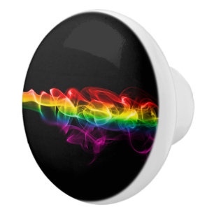 Bouton De Porte En Céramique Panache de SlipperyJoe d'énergie arc-en-ciel captu