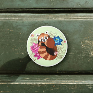 Bouton De Porte En Céramique Panda Rouge Lotus Fleurs Henné