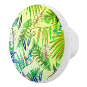 Bouton De Porte En Céramique Pannaro tropical feuille dégradé vert
