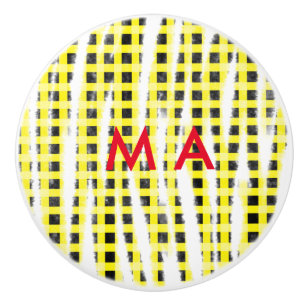 Bouton De Porte En Céramique Panneau de contrôle Jaune Noir ajouter nom nom mon