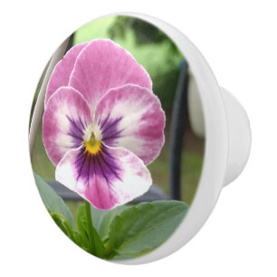 Bouton De Porte En Céramique Pansy Ceramic Knob (rose et violet)