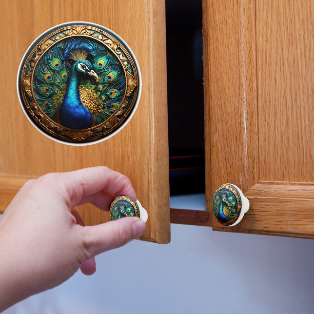 Bouton De Porte En Céramique Paon  (Créateur téléchargé)