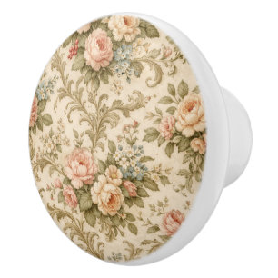 Bouton De Porte En Céramique Papier peint à motif floral vintage