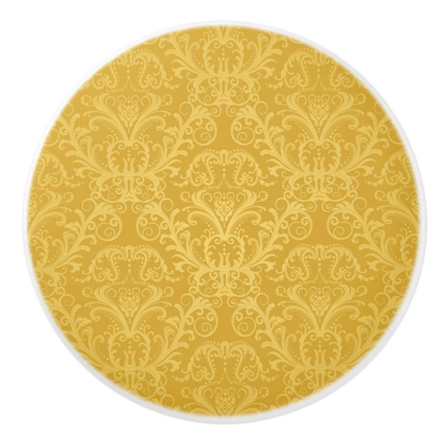 Bouton De Porte En Céramique Papier peint floral d'or de luxe (Devant)