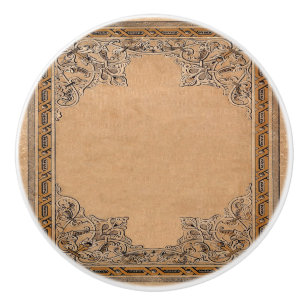 Bouton De Porte En Céramique Papier Sepia à nouer ancien