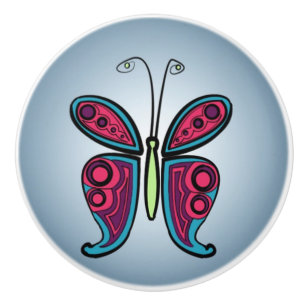 Bouton De Porte En Céramique Papillon