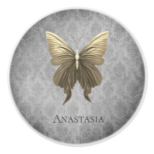 Bouton De Porte En Céramique Papillon à bijoux en or