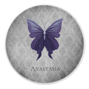 Bouton De Porte En Céramique Papillon à bijoux pourpre