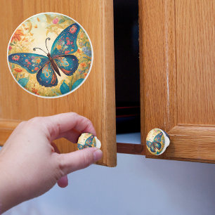 Bouton De Porte En Céramique Papillon Fantaisiste 