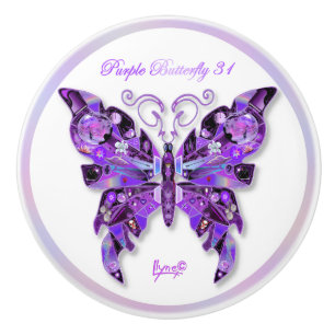 Bouton De Porte En Céramique Papillon pourpre 31 Ceramic Knob