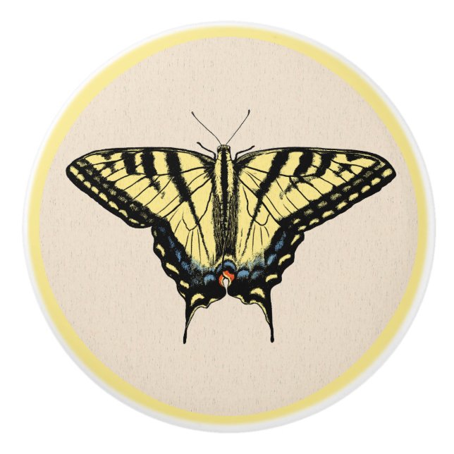 Bouton De Porte En Céramique Papillon Southwestern jaune Swallowtail (Devant)