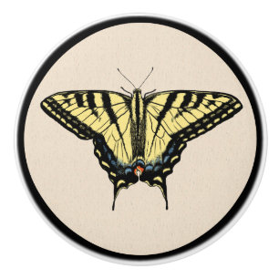 Bouton De Porte En Céramique Papillon Swallowtail Jaune du Sud-Ouest
