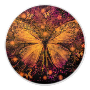 Bouton De Porte En Céramique Papillon victorien