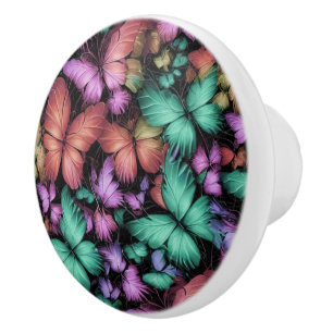 Bouton De Porte En Céramique Papillons colorés Imprimer