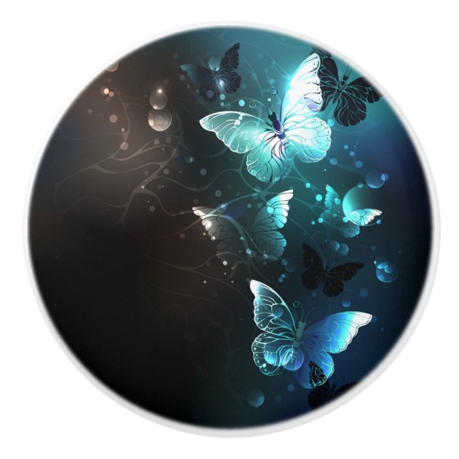 Bouton De Porte En Céramique Papillons de nuit (Devant)