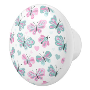 Bouton De Porte En Céramique Papillons-papillons en céramique