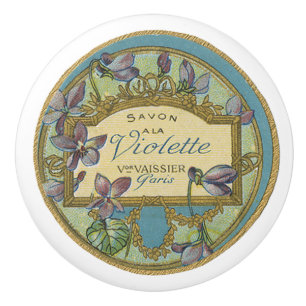 Bouton De Porte En Céramique Parfum vintage et Violette pour violettes parisien